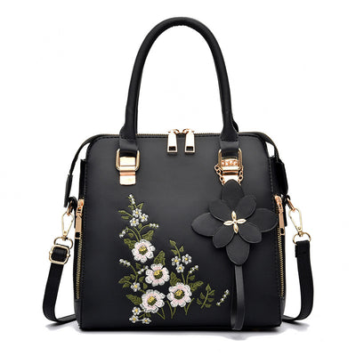 Μαύρη τσάντα Elise λουλουδάτο μοτίβο