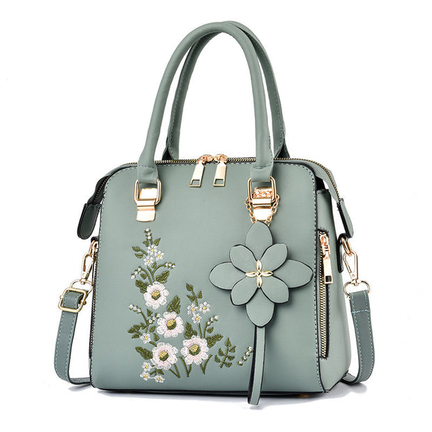 Πράσινη τσάντα Elise λουλουδάτο μοτίβο