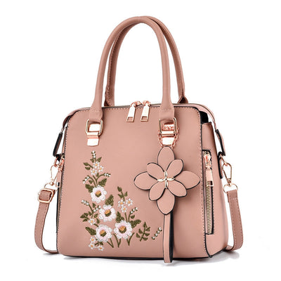 Καφέ τσάντα Elise λουλουδάτο μοτίβο