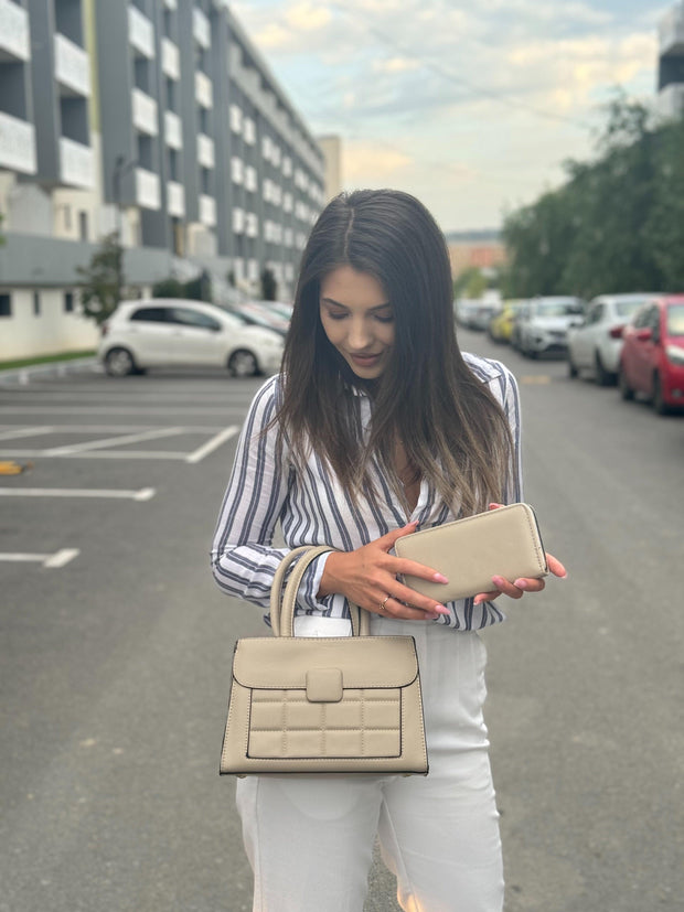 Set Zora - Beige τσάντα και πορτοφόλι