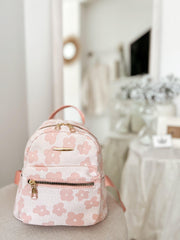 Mini Rucsac roz cu floricele Nadina - TIARA CONCEPT STORE