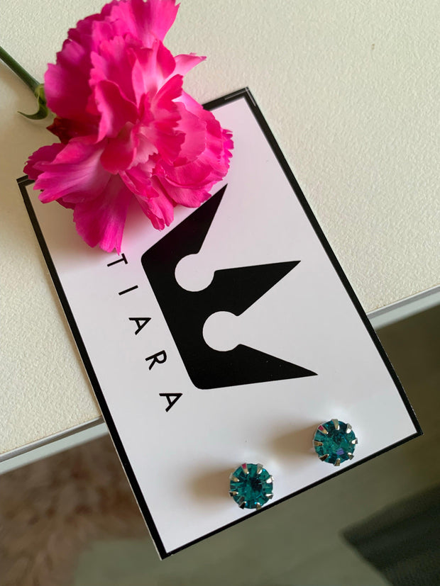 Cercei rotunzi piatra turquoise - TIARA CONCEPT STORE